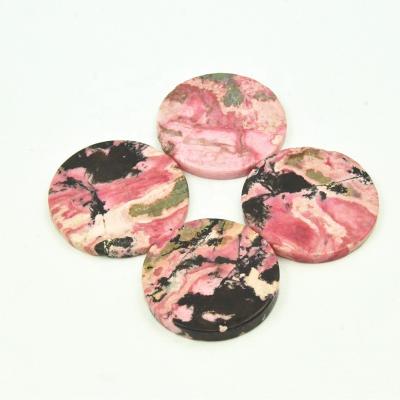 China Feng Shui Natural Stone Rhodonite Round Slice Flat Base Round Disc For Home Decoration Ornaments for sale