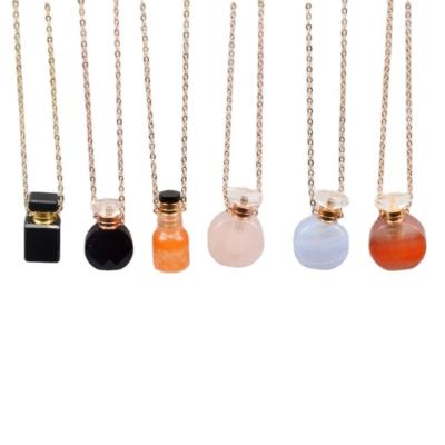 China CLASSIC Wholesale Gift Box Perfume Bottle Crystal Pendant Gem Pendant Necklace Perfume Jewelry Set Healing Lucky Necklace for sale