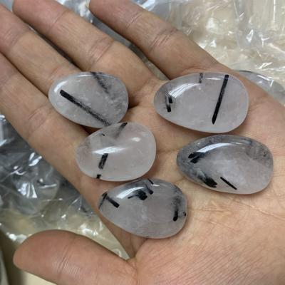 China Wholesale Natural Pendant Drilled Tourmaline Quartz Tumble Stone Pear Shape Pendant Necklace Black Jewelry Natural Healing Stone for sale