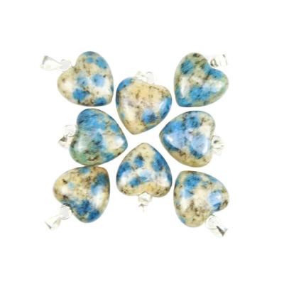 China CLASSIC Natural Small Heart Pendant 925 Love Stone K2 Charming Silver Blue Dots Pendant Stone Hearts for sale