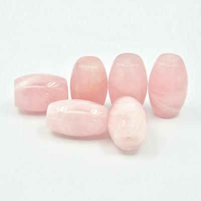 China Fashion Wholesale Natural Crystal Designer Diy Accessory 20-25mm Rose Quartz Barrel Shape Loose Beads For Crystal Jewelry Crafts Making for sale