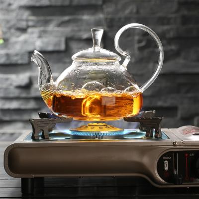 China 600ml 800ml 1100ml Japanese Glass Teapot Stocked Handmade Borosilicate Flower Glass Teapot for sale