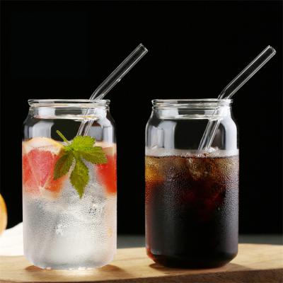 China Hot Sale High Borosilicate Glass Heat Resistant Cola Beer Glass Heat Resistant Mug Can Shaped Drinking Glass Mug for sale