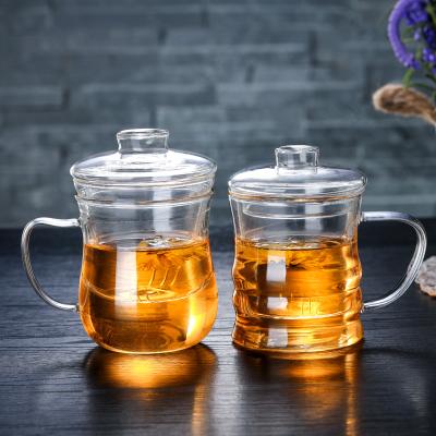 China Wholesale Stocked Cup 300ml 350ml Three Piece Glass Tea Cup With Tea Infuser for sale