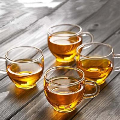 China Wholesale Custom Clear 100ml Borosilicate Glass Stocked Single Wall Tea Cup With Handle for sale