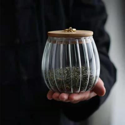 China Japanese Style High Borosilicate Glass Food Storage Jar Freshness Preservation Petal Glass Jar for sale