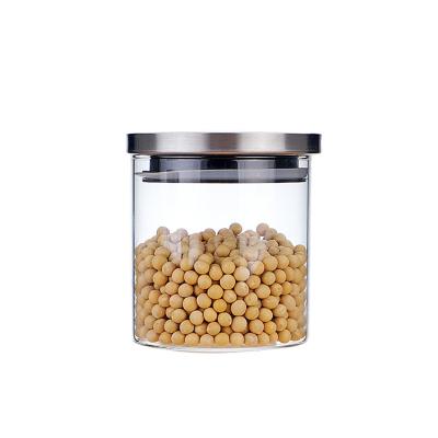 China Freshness Preservation 350ml 600ml 950ml 1200ml Clear Round Airtight Glass Storage Jar With Lid for sale