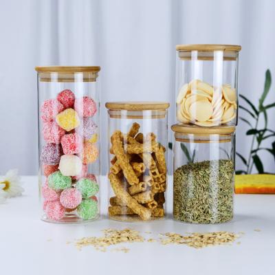 China Hot Sale Small Household Refrigerator Spice Kitchen Storage Freshness Preservation Glass Jar With Bamboo Lid for sale