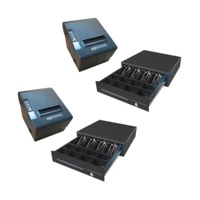 China POS Systems Ergonomic Design APGG Custom Logo Cash Drawer With 4 Bill/8 Coin (Black Face) And Printer for sale