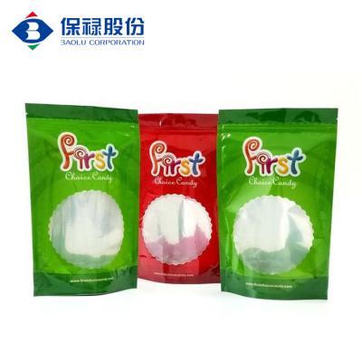 China Moisture Proof Resealable Food Packaging Stand Up Candy Pack Clear Window Bag Customized for sale