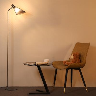 China Metal Shade Floor Lamp E27 Bulb Floor Lamp Living Room Matt Black Reading Light Black ON Switch On Line Floor Lamp for sale