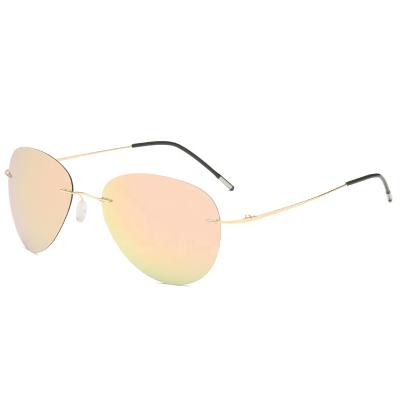 China 8 Colors Rimless Pink Sunglasses 2021 Amazon Pilot Sunglasses Women Polarized Fishing Sports Sunglasses Private Label for sale