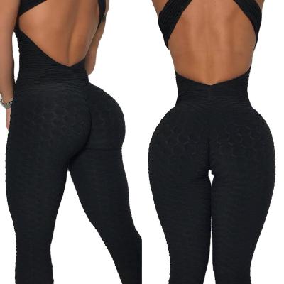 China JY-7292 women's sexy jumpsuit seamless wrinkle quick-drying sexy backless wholesale QUICK DRY overalls for sale