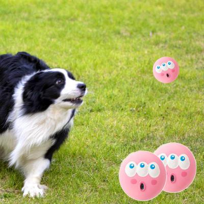 China Large Eyeball Sustainable Hot Selling Lovely Durable Many Shapes Cartoon Chew Funny Environmental PVC Dog Ball Chew Toy With Voice for sale