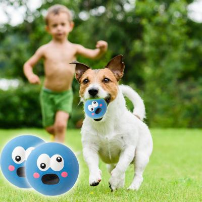 China Durable Hot Selling Large Eyeball Lovely Durable Many Shapes Cartoon Gnaw Funny Environmental PVC Dog Ball Squeak Toy With Voice for sale