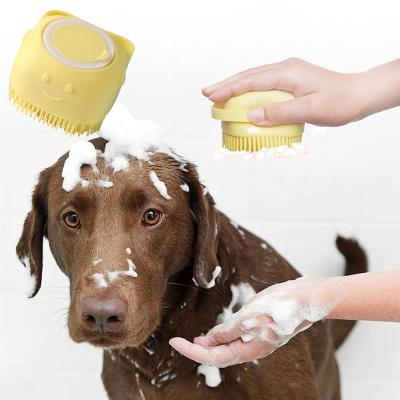 China Durable Large Capacity Silicone Rubber Non-slip Easy To Grab Design Built-in Design Dog Cat Wash Shampoo Shower Bath Cleaning Brush for sale