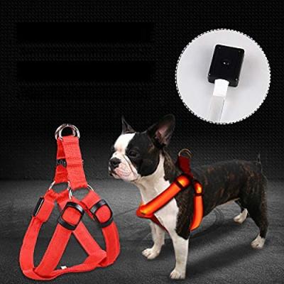 China Multi Viable Sizes Battery Operated USB Charging Adjustable Vest Style Dog Cat Harness With LED Lighting for sale