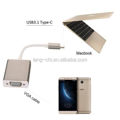 China PC USB-C Hub AV Multiport Adapter USB3.1 Digital Type C to VGA Adapter for Apple Macbook 12