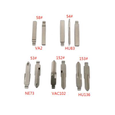 China Blank Car Key Blade HU83 NE73 VA2 VAC102 HU136 Copper Uncut Blade 53# 54# 58# 152# 153# For KD VVDI JMD for sale