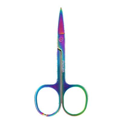 China Magic Curved Pointed Eyebrow Scissors Stainless Steel Color Makeup Eyebrow Beauty Scissors Soft Fine Cutting for sale