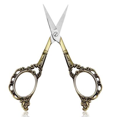 China Brand New Soft Fine Cut Manicure Tool Vintage Carved Stainless Steel Nail Cutucle Decal Scissors for sale