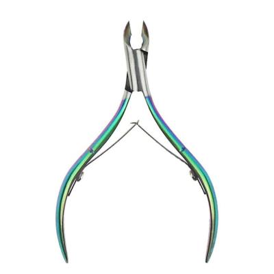 China Easy Custom Cuticle Plier Nail Nipper Rainbow Scissor Remover Cuticle Pusher Stainless Steel for sale