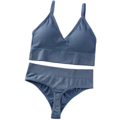 China Breathable New Listing Plain Dyed With With Underwire Padded Removable Cup Panty And Bra Sets Durable Sports Bra Panty Set for sale