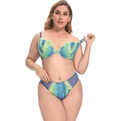 China Pump Plus Size Tie Dye Bra And Panty Sets 2021 Luxury Bra Set Lingerie Underwear Padded Underwire Lift Up Lace Bra And Brief Sets for sale