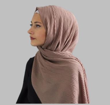 China Breathable Large Size Solid Color LSY370 Pleated Cotton Hijab Scarf Muslim Hijab Scarf for sale