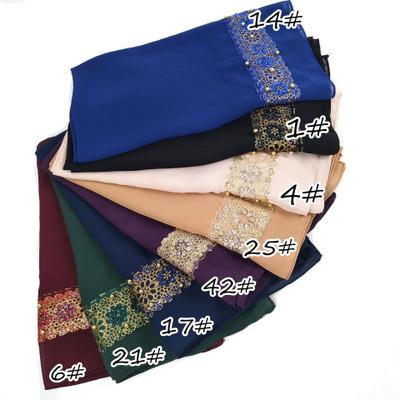 China New LSY371 Daily Life Hot Sale Women's Beaded Chiffon Scarf Lace Hijab Scarf Hijab Scarf Women's Chiffon Scarf for sale