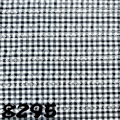 China 8295 breathable, black and white checked yarn-dyed fabric, embroidered, can make dresses and skirts. for sale