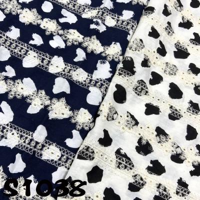 China Breathable S1038, black and white love print and embroidered fabric can be used as clothes and skirts. for sale