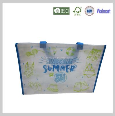 China Handled printed transparent pp woven bopp lamination bag for shopping with pp webbing handle for sale