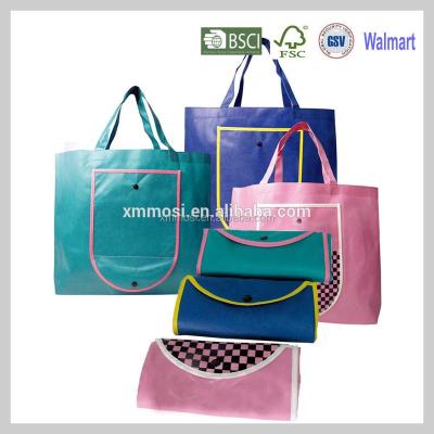 China Foldable wallet color eco bag 90gsm solid non woven bag for shopping with logo printing for sale