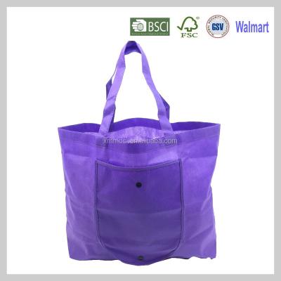 China Antique 100gsm Polypropylene Beach Handled Foldable Non Woven Tote Bag In A Wallet Size for sale