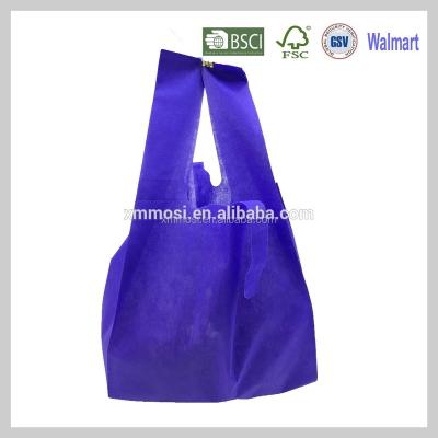 China Cheap Handled Heat Seal Ultrasonic Die Cut Thank You Vest Handle Bag From Supermarket for sale