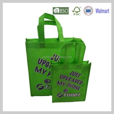 China Handled Green PP Non Woven Shopping Bag With Full Of Printing for sale