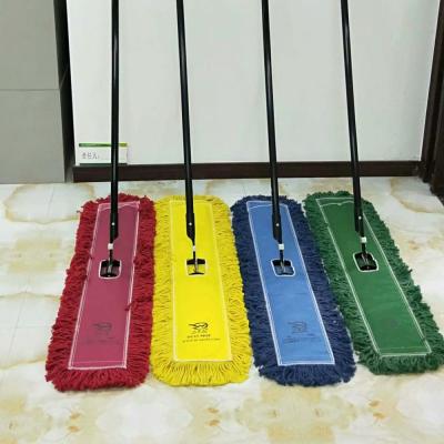 China YX Sustainable Industrial Cheap Flat Recycled Cotton Dust Mop With Iron Handle for sale