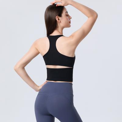 China Wholesale Hanye Breathable Sports Wear 5 Colors Racerback Crop Sport Basic Sleeveless Top Tank Tops For Women for sale