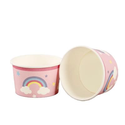 China Recyclable pink paper cup with unique design for ice cream for sale