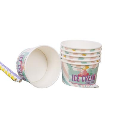 China Recycled Materials Good Quality White Paper Ice Cream Paper Cup With Offset Printing Logo for sale