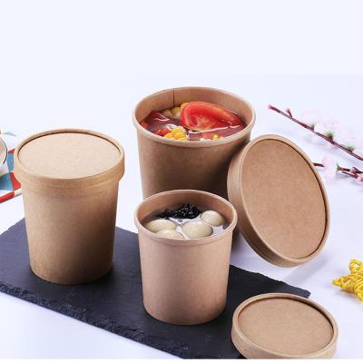 China Food Grade Recyclable Custom Disposable Kraft Paper Bowl Container Soup and Salad Food Cup 26oz Kraft Paper Soup Bowls for sale