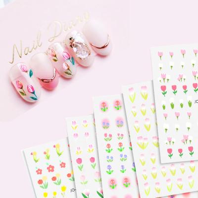 China DIY 2022 Nails 3D Metal Flower Nail Stickers Slider Factory Adhesive Nail Art Decoration Decals for sale