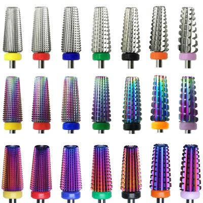 China Hot 2022 Light Weight Amazon Nail Drill Bit 5 In 1 Bit Nail Carbide Tornado Equipment Manicure Bits Nail Grading Tungsten Tapered Drill for sale