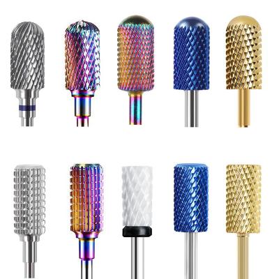 China 2022 Hot Wholesale Amazon Light Weight Big Large Barrel Tungsten Manicure Pedicure Bits Soft Carbide Head Nail Drill Bit for sale