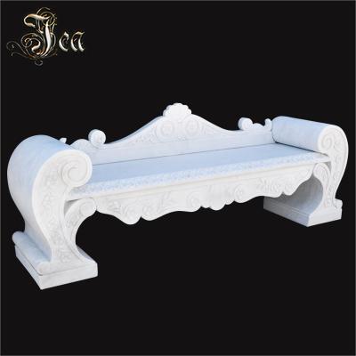 China Patio Bench Hand Carved Cheap Decoration Outdoor White Marble Stone Bench For Garden for sale