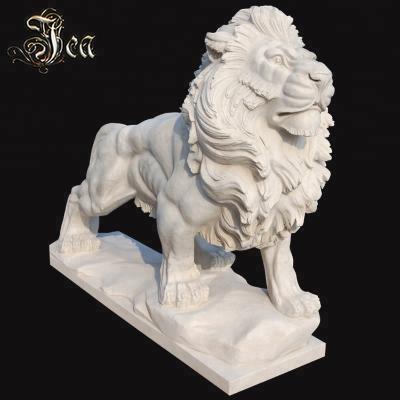 China Western Customized Hand Carved Life Size White Marble Lion Stone Statue for sale