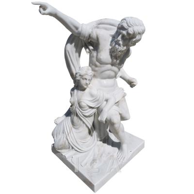 China EUROPEAN Realistic White Marble Carving Figure Stone Statue Man And Women for sale