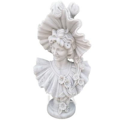 China European Garden High Quality White Marble Carving Women Burst Sculpture for sale