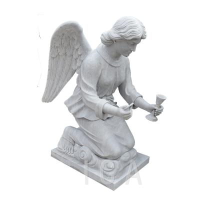 China EUROPEAN Brand New White Marble Carving Angel Headstone Design For Cemetery for sale